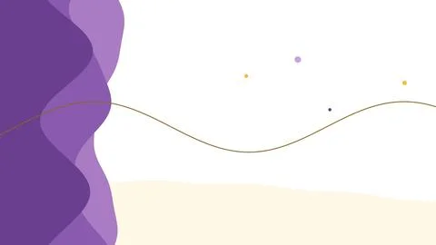 Abstract purple organic waves frame a clean white space with delicate curved Stock Illustration