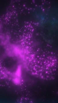 Abstract purple particle cloud with glowing bokeh and misty nebula on dark .. 스톡 일러스트
