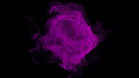 Abstract purple particle explosion moving through dark space dynamic Stock Footage 327546463