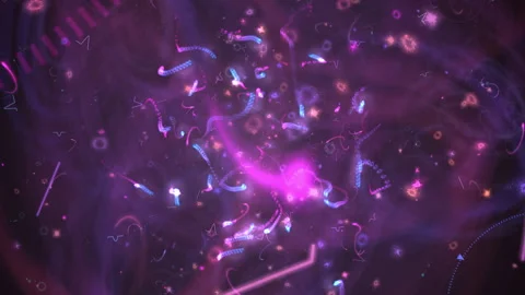 Abstract Purple Particle Vortex Neon Glowing Swirls Background Stock Footage 331316182