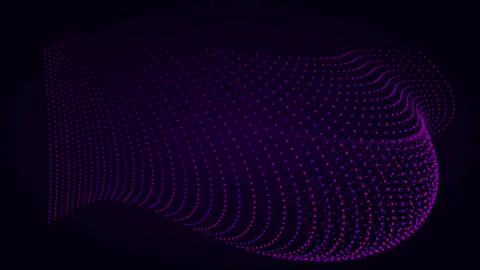 Abstract purple particle wave animation on black background Stock Footage 344425486