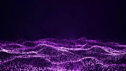 Abstract Purple Particle Wave Background with Glowing Energy Landscape Stock Footage 337841317