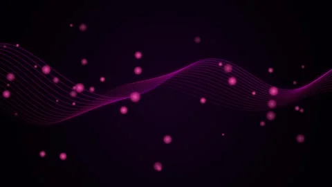 Abstract purple particles move around dark background with lines futuristic.. Stock Footage 346635348