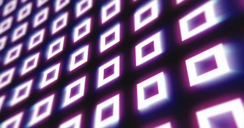 Abstract purple pattern of glowing geometric squares loop futuristic hi-tec.. Stock Photos