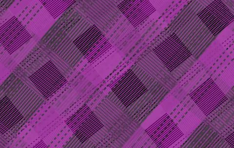 Abstract Purple Plaid Geometric Pattern With Stripes And Textured Overlays .. Stock Illustration