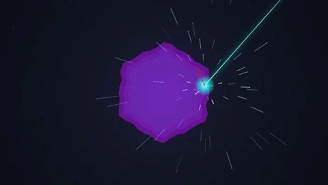 Abstract purple planet exploding with light beam and particles in dark space Vidéo 348071836