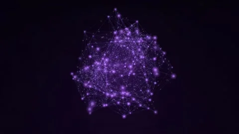 Abstract Purple Plexus Network Connection with Glowing Particles and Stock Footage 346216237