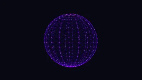 Abstract Purple Plexus Sphere with Connected Nodes and Lines on Dark Backgr.. Stock Illustration