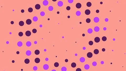 Abstract purple polka dot pattern on a soft peach background Stock Illustration