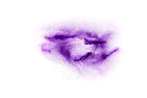 Abstract purple powder explosion on white background, Freeze motion of purp.. Stock Illustration