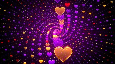 Abstract Purple Red Yellow Shiny Geometric Spiral Heart Particles Lined Pattern Stock Illustration