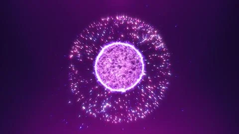 Abstract purple round sphere energy molecule from futuristic high-tech glow.. Stock Illustration