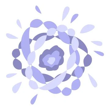 Abstract purple shape creating floral pattern with drops Stock Illustration