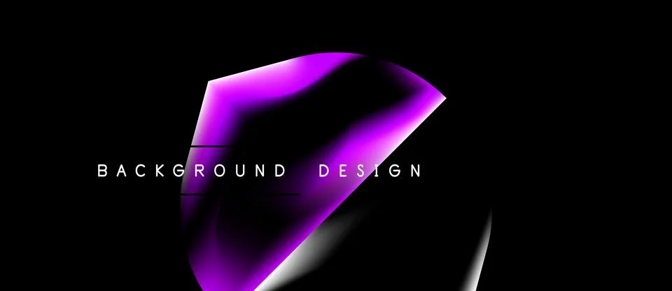 Abstract purple shape dominates black background. Bright highlights suggest Illustrazione stock