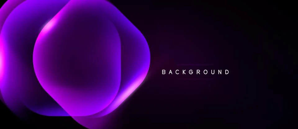 Abstract purple shapes overlap black background. Gradient effect creates dy.. Illustrazione stock