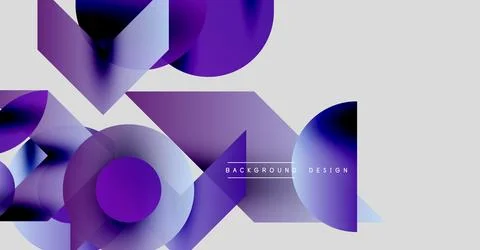 Abstract purple shapes overlap, creating dynamic composition. Modern design with Illustrazione stock