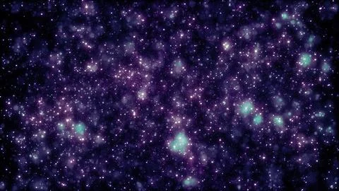 Abstract purple space background with glowing stars and misty clouds creating Stockillustratie