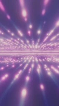 Abstract purple space with glowing light rays and bokeh particles streaming.. Stock Illustration
