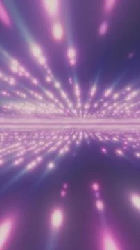 Abstract purple space with glowing light rays and bokeh particles streaming.. Stock Illustration
