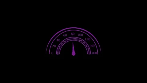 Abstract purple speedometer needle slowly moves across dial indicating spee.. 库存影片 332158453