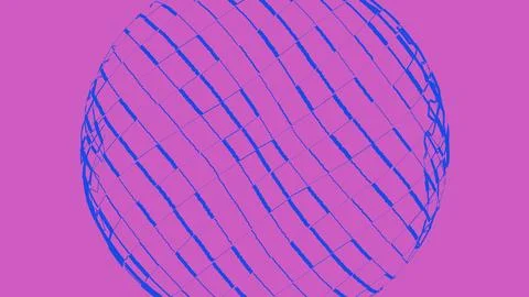 Abstract purple sphere with diagonal blue lines pattern Stockillustratie