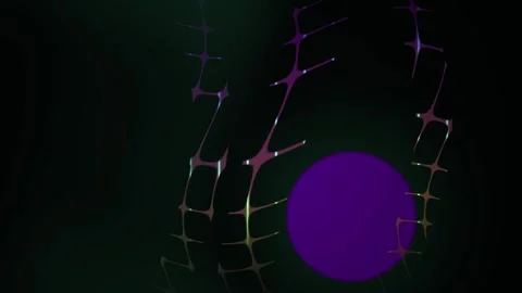 Abstract purple sphere with glowing lines and nodes on black background. Stock Footage 336226176