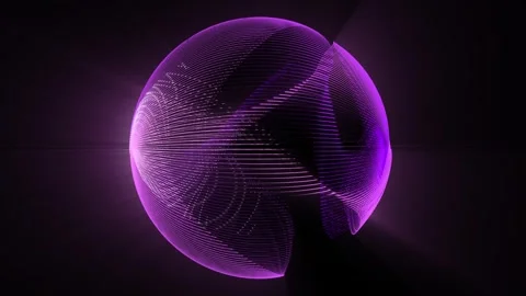 Abstract purple sphere made of shining lines and particles with a glass effect Stock Footage 251950060