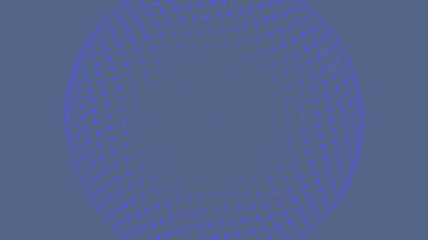 Abstract purple sphere made of small dots on blue background Stock Illustration