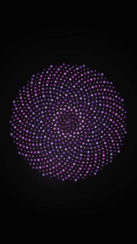 Abstract Purple Spiral Pattern of Dots on Black Background - Geometric Anim.. Stock Footage 347695488