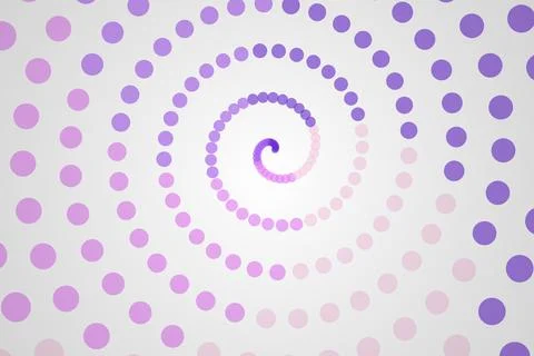 Abstract purple spiral pattern with dots on white background Stock Illustration