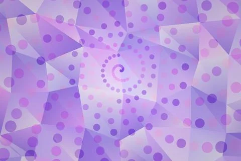 Abstract purple spiral pattern with dots and geometric shapes Stock Photos