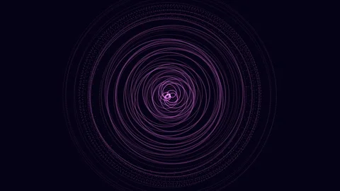 Abstract purple spiral vortex of glowing particles on dark background Stock Footage 333158394