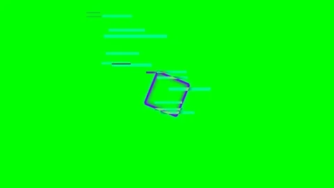 Abstract purple square icon with digital glitch effect on green screen Stock Footage 340904967
