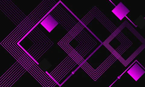 Abstract Purple Square lines on dark background. Geometric line art design Stock Illustration
