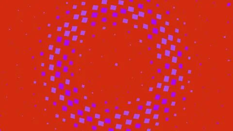 Abstract purple squares pattern on a bright red background Stock Illustration