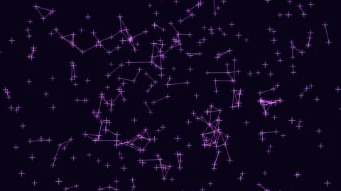 Abstract purple starfield network with glowing crosses and connecting lines 库存影片 333180552