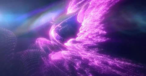 Abstract purple stream of light with digital textures, creating a dynamic ene Stock Photos