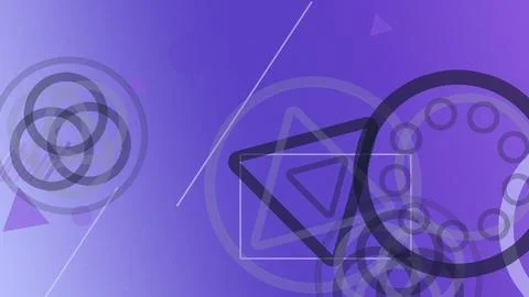 Abstract purple tech interface with glowing geometric shapes and motion lin.. 库存插图