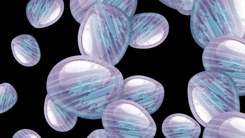Abstract Purple Textured Spheres Falling Against a Solid Black Background Stock Footage 346435669