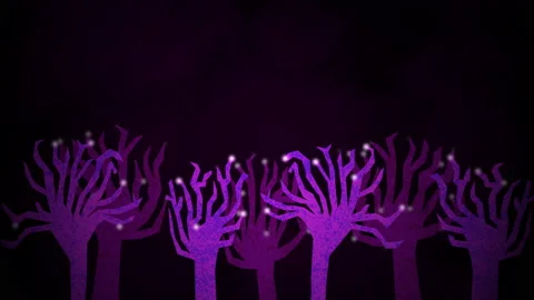 Abstract purple tree backgound with twinkle lights Stockbeeldmateriaal 151207407
