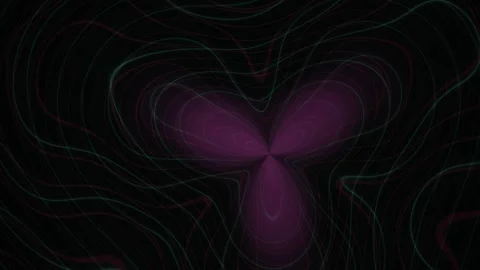 Abstract Purple Tri lobed Shape with Flowing Neon Wavy Lines for Futuristic.. Stock Footage 343690176