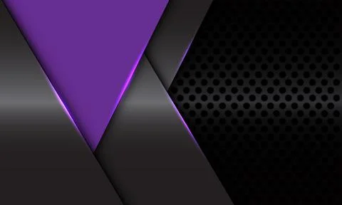 Abstract purple triangle grey metallic geometric shadow with dark circle mesh Stock Illustration