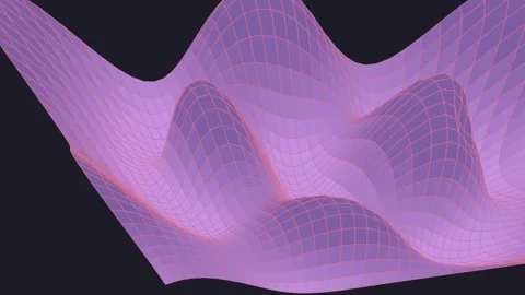 Abstract purple undulating surface with grid moving and transforming on dar.. Stock Footage 340971232