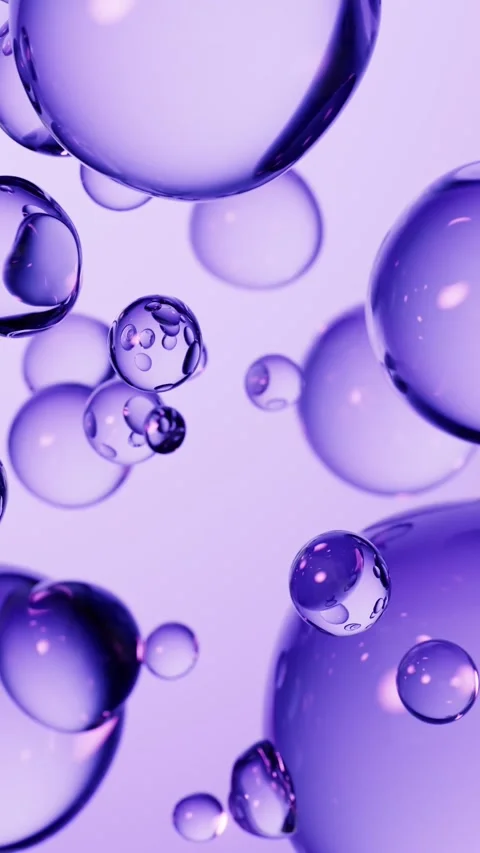 Abstract purple water bubbles floating up in slow motion creating a dynamic.. Stock-Footage 327112504