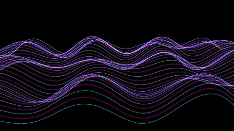 Abstract purple wave patterns flowing smoothly in dark space with copy area Stock Footage 345945284