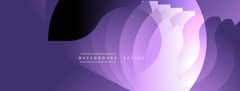 Abstract purple waves create dynamic background. Overlapping layers suggest Illustrazione stock