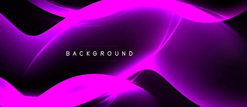 Abstract purple waves, dynamic lighting, dark backdrop. Text reads background Illustrazione stock