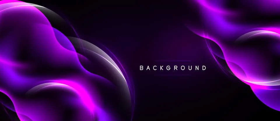 Abstract purple waves flow across dark background. Elegant design features Stock Illustration