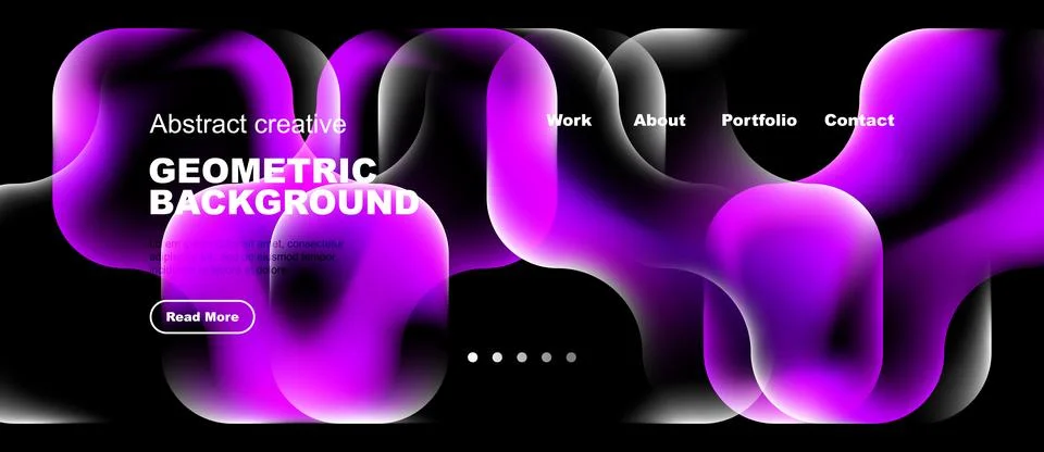 Abstract purple waves form dynamic background. Text overlays present website イラスト素材