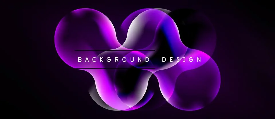 Abstract purple waves form dynamic design over black background. Modern, fl.. Stock Illustration